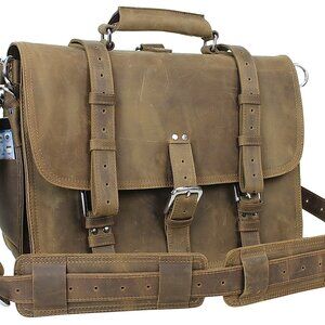 18" Classic Leather Briefcase Backpack L06VD